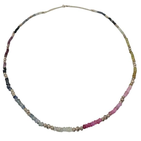 Multicolor Sapphire Necklace in Rainbow Ombré & Silver - Picture 3 of 7